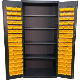 Storage Bin Cabinet, 96 Bins, All-Welded, 36"W x 24"D x 78"H, Gray