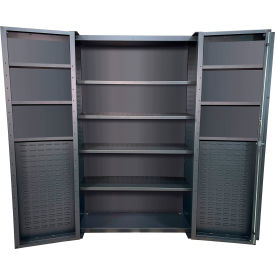 Deep Door Storage Bin Cabinet, All-Welded, 48"W x 24"D x 78"H, Gray