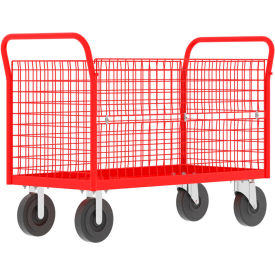 4-Sided Platform Cage Cart, 52"L x 24"W, 1600 lb. Capacity, Red