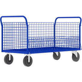 4-Sided Platform Cage Cart, 64"L x 30"W, 1600 lb. Capacity, Blue