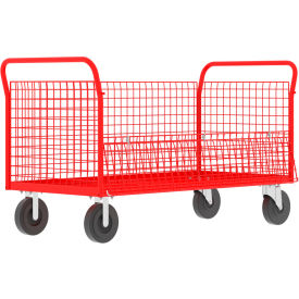 4-Sided Platform Cage Cart, 64"L x 30"W, 1600 lb. Capacity, Red