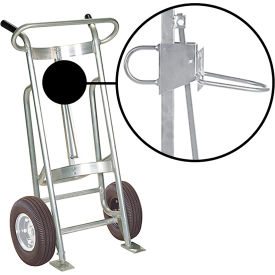 Valley Craft Hand Truck For Plastic Drums, Pneumatic Wheels, Silver