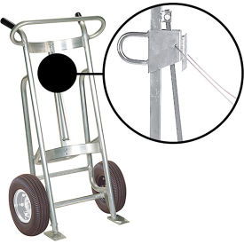 Valley Craft Hand Truck For Steel/Plastic/Fiber Drums, Pneumatic Wheels, Silver