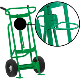 Hand Truck with Hand Brake For Plastic Drums, Pneumatic Wheels, Green