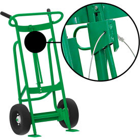 Hand Truck with Hand Brake For Steel/Plastic/Fiber Drums, Pneumatic Wheels, Green