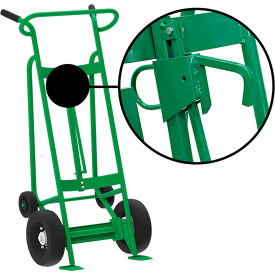 Hand Truck w/ Hand Brake For Steel Locking Cover Drums, Pneumatic & Rear Wheels, Green