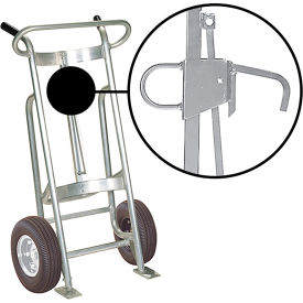 Hand Truck For Steel/Plastic/Fiber Locking Cover Drums, Pneumatic Wheels, Silver