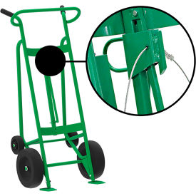 Hand Truck For Steel/Plastic/Fiber Drums, Pneumatic & Rear Poly Wheels, Green