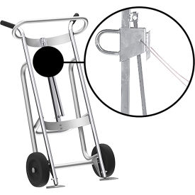 Valley Craft Hand Truck For Steel/Plastic/Fiber Drums, Rubber Wheels, Silver