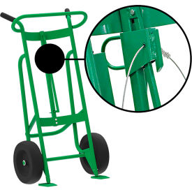 Hand Truck For Steel/Plastic/Fiber Drums, Pneumatic Wheels, Green
