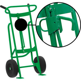 Hand Truck For Steel/Plastic/Fiber Locking Cover Drums, Pneumatic Wheels, Green