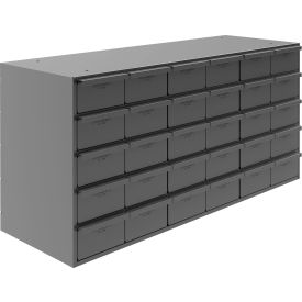 Steel Drawer Cabinet, 30 Drawers, 33-13/16"W x 12-5/16"D x 17-13/16"H, Gray