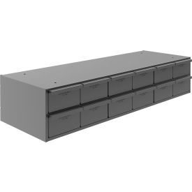 Steel Drawer Cabinet, 12 Drawers, 33-13/16"W x 12-5/16"D x 7-3/8"H, Gray