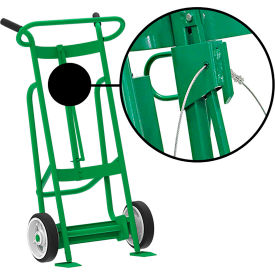 Hand Truck with Hand Brake For Steel/Plastic/Fiber Drums, Solid Rubber Wheels, Green