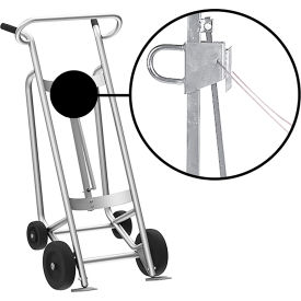 Hand Truck For Steel/Plastic/Fiber Drums, Rubber & Rear Poly Wheels, Silver