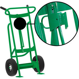 Hand Truck with Hand Brake For Fiber Drums, Pneumatic Wheels, Green