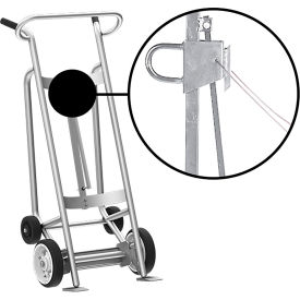 Hand Truck For Steel/Plastic/Fiber Drums, Solid Rubber & Rear Poly Wheels, Silver