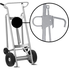 Hand Truck, Hand Brake For Steel Locking Cover Drums, Pneumatic & Rear Wheels, Silver