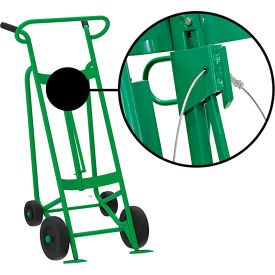 Hand Truck For Steel/Plastic/Fiber Drums, Rubber & Rear Poly Wheels, Green