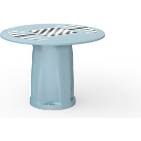 42" Round Cylinder Base Table with Game Top, Blue Gray