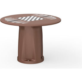 Endurance™ 42" Round Cylinder Base Table with Game Top, Brown