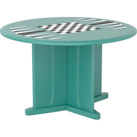 Endurance 48" Round X-Base Table with Game Top, Aqua