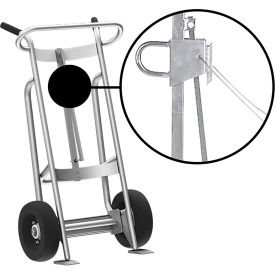 Valley Craft Hand Truck with Hand Brake For Steel/Plastic/Fiber Drums, Pneumatic Wheels, Silver