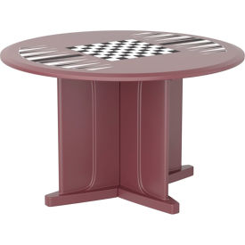 48" Round X-Base Table with Game Top, Burgundy