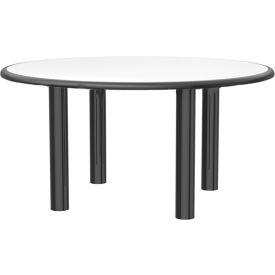 Endurance 48" Round Dura-Edge Steel Leg Laminate Table, Black
