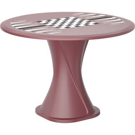 42" Round Cascade Base Table with Game Top, Burgundy