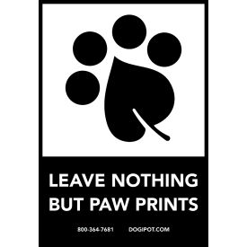 Paw Print Reflective Pet Sign, On Leash, Aluminium, 11-1/2" x 18", Black