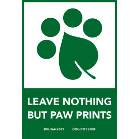 Paw Print Reflective Pet Sign, On Leash, Aluminium, 11-1/2" x 18", Green