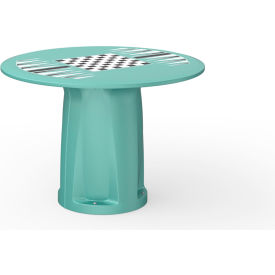 Endurance 42" Round Cylinder Base Table with Game Top, Aqua