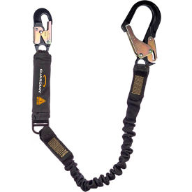 Guardian Arc Flash Shock Absorbing Lanyard, Stretch, Single Leg, Aluminum Rebar Hook, 6'L