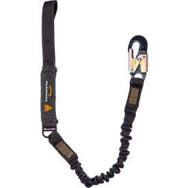 Stretch Shock Absorbing Lanyard, Single Leg, Aluminum Snap Hook & Web Loop, 6'L