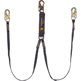 Guardian Arc Flash Shock Absorbing Lanyard, Fixed, Dual Leg, Steel Snap Hook, 6'L