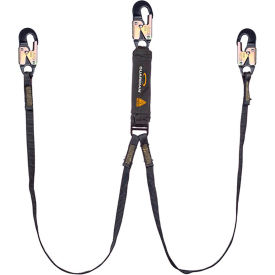 Guardian Arc Flash Shock Absorbing Lanyard, Fixed, Dual Leg, Aluminum Snap Hook, 6'L