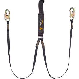 Arc Flash Shock Absorbing Lanyard, Fixed, Dual Leg, Steel Snap Hook & Web Loop, 6'L