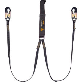 Arc Flash Shock Absorbing Lanyard, Fixed, Dual Leg, Aluminum Snap Hook & Web Loop, 6'L