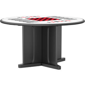 48" Round Dura-Edge X-Base Laminate Table with Game Top, Black