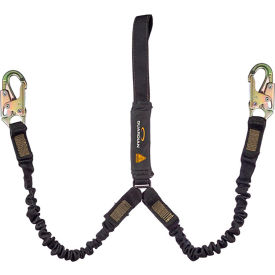 Arc Flash Shock Absorbing Lanyard, Stretch, Dual Leg, Steel Snap Hook & Web Loop, 6'L