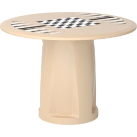 42" Round Cylinder Base Table with Game Top, Sand