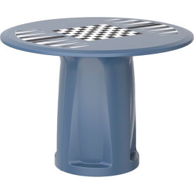 42" Round Cylinder Base Table with Game Top, Midnight Blue