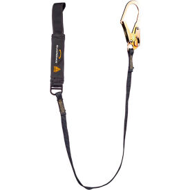 Arc Flash Shock Absorbing Lanyard, Fixed, Single Leg, Steel Rebar Hook & Web Loop, 6'L