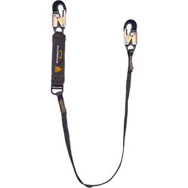 Shock Absorbing Lanyard, Fixed, Single Leg, Aluminum Snap Hook, 6'L