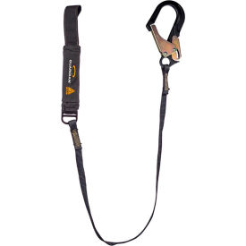 Arc Flash Shock Absorbing Lanyard, Fixed, Single Leg, Aluminum Rebar Hook & Web Loop, 6'L