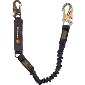 Guardian Arc Flash Shock Absorbing Lanyard, Stretch, Single Leg, Steel Snap Hook, 6'L.