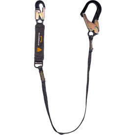 Arc Flash Shock Absorbing Lanyard, Fixed, Single Leg, Aluminum Rebar Hook, 6'L