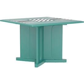 42" Square X-Base Table with Game Top, Aqua