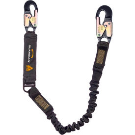 Arc Flash Shock Absorbing Lanyard, Stretch, Single Leg, Aluminum Snap Hook, 6'L